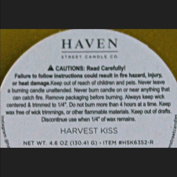 HAVEN STREET CANDLE HARVEST KISS RICHLY SCENTED - Picture 3 of 3
